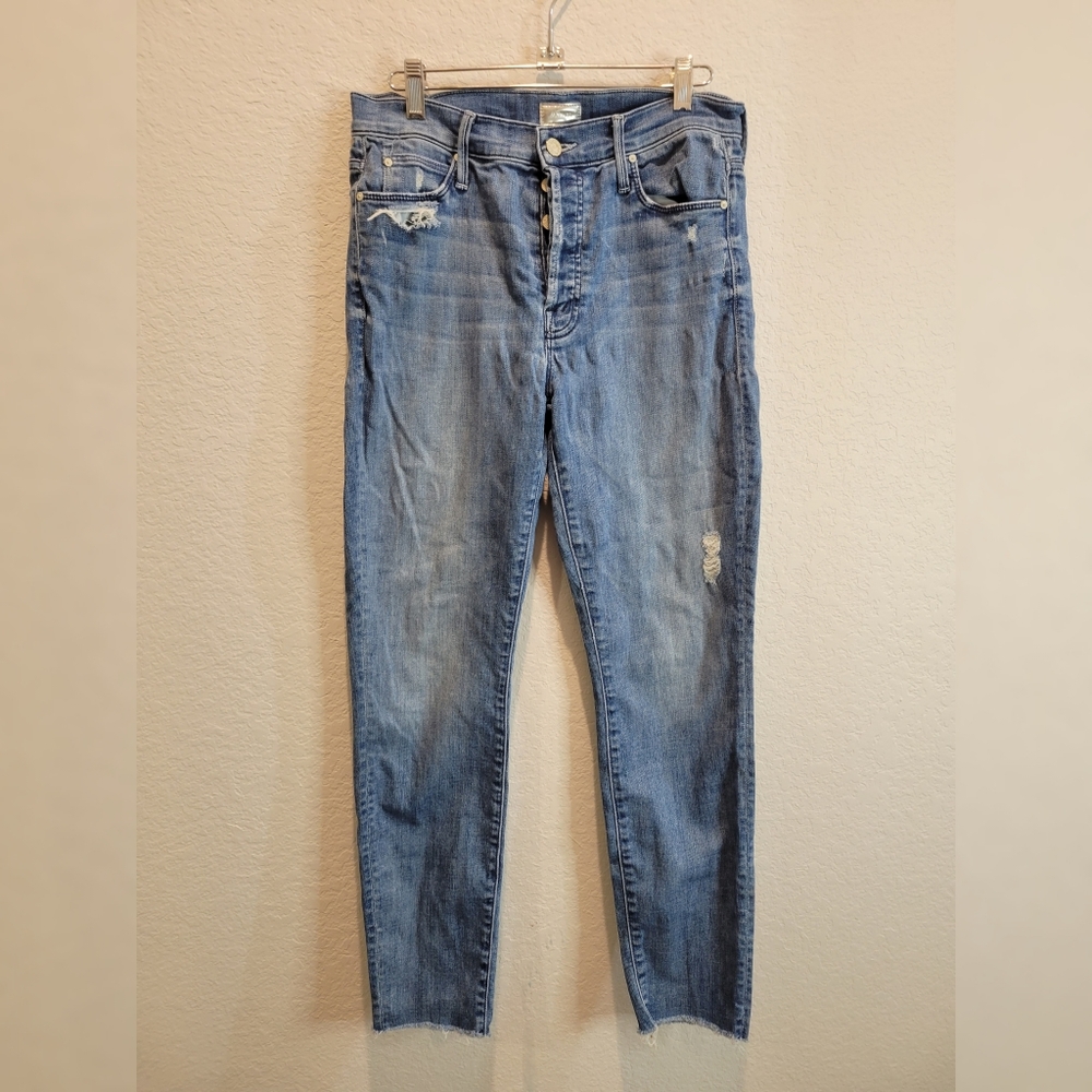 Mother the Stunner Ankle Fray Grafitti Girl Denim Jeans size 29 x 27